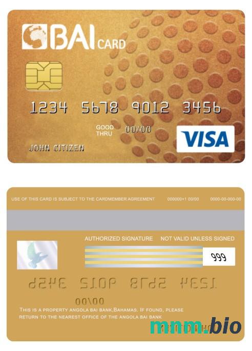 Angola Bai bank złoto credit przykład karty visa w formacie PSD